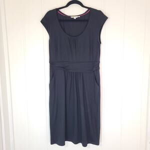 Boden Knit Dress Women's 10L Sheath Black Cap Sleeves Pockets casual Pockets